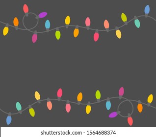 Christmas lights border background. Vector illustration.