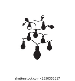 christmas lights bulb icon silhouette vector