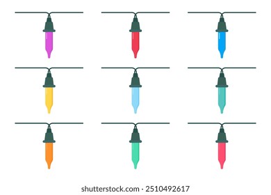 Christmas lights bulbs isolated on white background