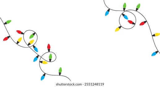 Christmas lights bulbs isolated on white background