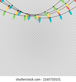 Christmas lights candle-shaped garland. Vector flat Xmas garland. Festive garlands set