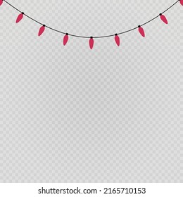 Christmas lights candle-shaped garland. Vector flat Xmas garland. Festive garlands set