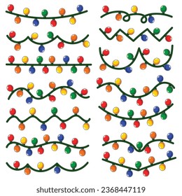colección de luces navideñas conjunto de ilustración vectorial para su empresa o marca