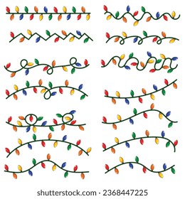 Christmas lights collection set vector illustration for your company or brand