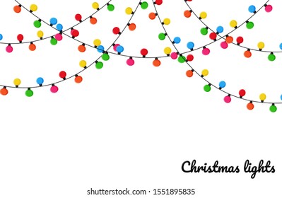 Christmas lights. Colorful decorative bulbs for decoration at a Christmas party.