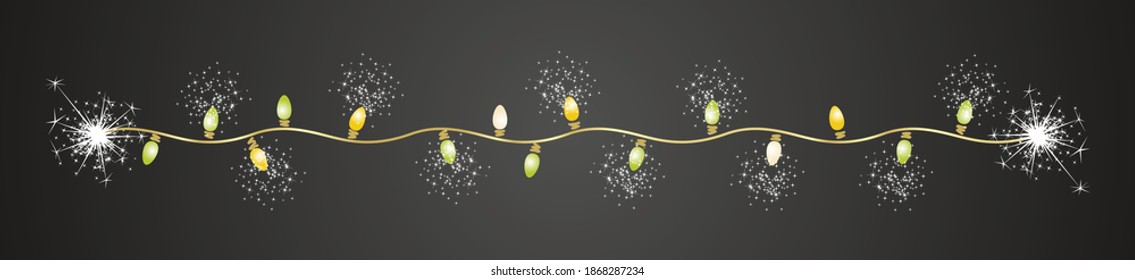 Christmas lights colorful pattern gold line design pattern sparkle firework black background vector