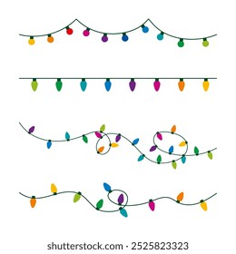 Christmas Lights. Colorful Christmas String. Vector illustration