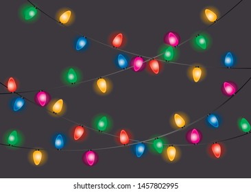 Set Color Garlands Festive Decorations Glowing Stock Vector (Royalty ...