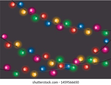 Christmas lights. Colorful Xmas garland. Vector red, yellow, blue, green. Vector Illustration eps10.