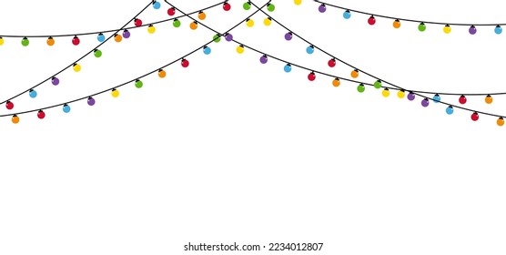Christmas lights. Colorful Xmas garland isolated on white background