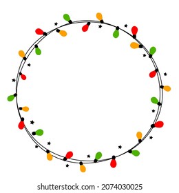Christmas lights decorated to circle shape illustration.