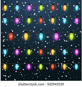 christmas lights decorations. vector background