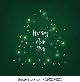 Luces navideñas, elementos de diseño decorativos, banner de invierno, luces redondas, fondo de celebración, luces realistas ilustraciones vectoriales aisladas