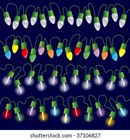 Christmas lights of different colors and shapes