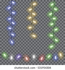 christmas lights festive decorations. vector set