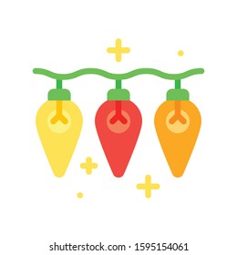 Christmas lights flat design icon, vector illustration