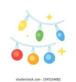 Christmas lights flat design icon, vector illustration