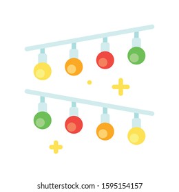 Christmas lights flat design icon, vector illustration