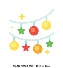 Christmas lights flat design icon, vector illustration