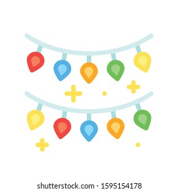 Christmas lights flat design icon, vector illustration