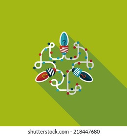 Christmas lights flat icon with long shadow eps10