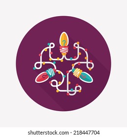 Christmas lights flat icon with long shadow eps10