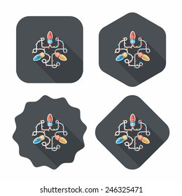 Christmas lights flat icon with long shadow eps10