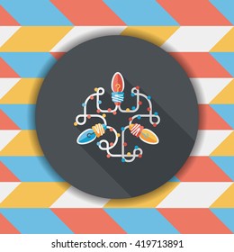 Christmas lights flat icon with long shadow eps10