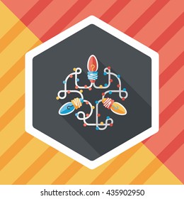 Christmas lights flat icon with long shadow eps10