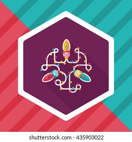Christmas lights flat icon with long shadow eps10