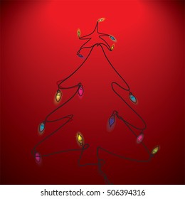 Christmas lights in the form of a Christmas tree.Vector illustration.