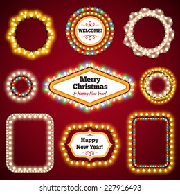 Christmas Lights Frames with a Copy Space Set3 for Celebratory Design. Used pattern brushes included.