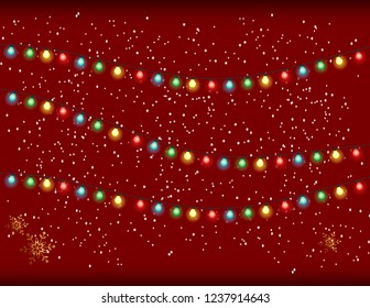 Christmas lights. Garland. Decoration for Christmas. Christmas image, card, background. 