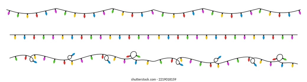 Christmas lights  garland set flat style