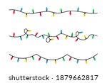 Christmas lights garland. Set of xmas lights bulbs in flat style. Color garlands for holiday decoration. Vector illustration.