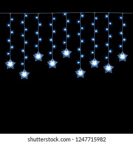Christmas lights garland vector background. New year festive decorative illustration.