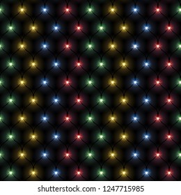 Christmas lights garland vector background. New year festive decorative illustration.