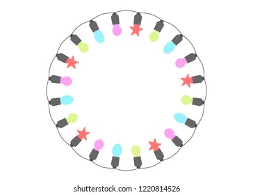 Christmas lights. Garlands isolated on a light background. Place for text. Vector illustration.