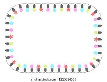 Christmas lights. Garlands isolated on a light background. Place for text. Vector illustration.