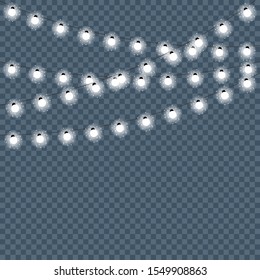 Christmas lights, garlands isolated. Vector illustration