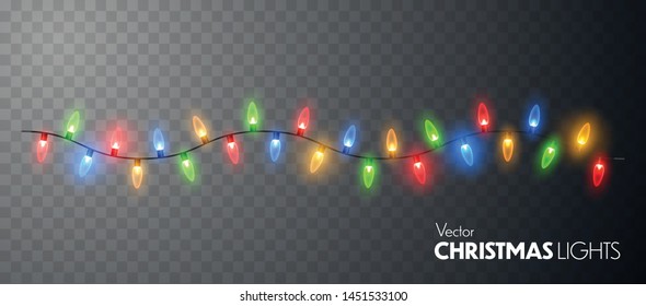 Christmas Lights glowing garland isolated. Vector illustration