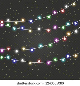 Christmas lights . Glowing lights for the Christmas holidays, banners, posters, web design. Garland decorations.