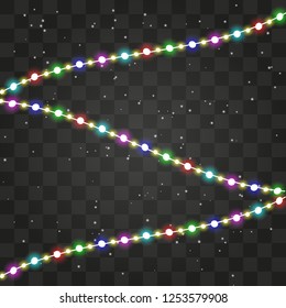 Christmas lights . Glowing lights for the Christmas holidays, banners, posters, web design. Garland decorations.