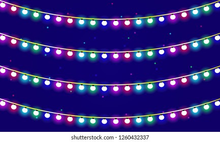 Christmas lights . Glowing lights for the Christmas holidays, banners, posters, web design. Garland decorations.