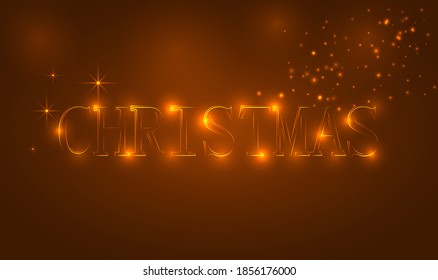 Christmas with lights and a glowing outline on a brown background. Vector illustration with highlights and stars for use when organizing a holiday.