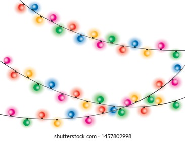 Christmas lights. Glowing lights for Xmas Holiday cards, banners, posters, web design. Christmas garland.
