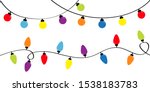 Christmas lights. Holiday festive xmas decoration. Colorful string fairy light set. Lightbulb glowing garland. Rainbow color. Flat design. White background. Isolated. Vector illustrtion