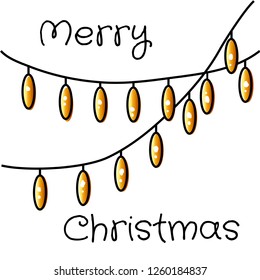 Christmas lights. Holiday garland with golden lights