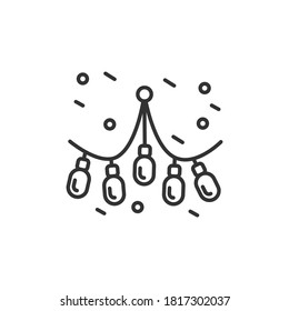 Christmas lights icon. Decoration. New year celebration. Celebrating moments, details and festive decorations. Christmas and New Year holidays concept. Isolated vector illustration. Editable stroke 