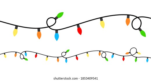 Christmas lights icon set background